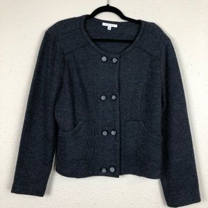 Cabi Grey Wool Double Breasted Jacket Large